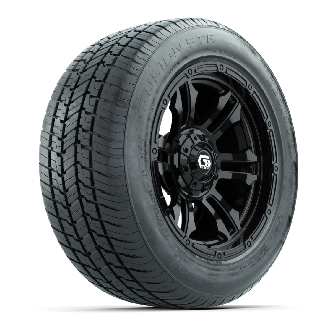 GTW® Shogun Gloss Black 14 in Wheels with 255/50-R14 Fusion STR DOT Approved Street Tires - Full Set