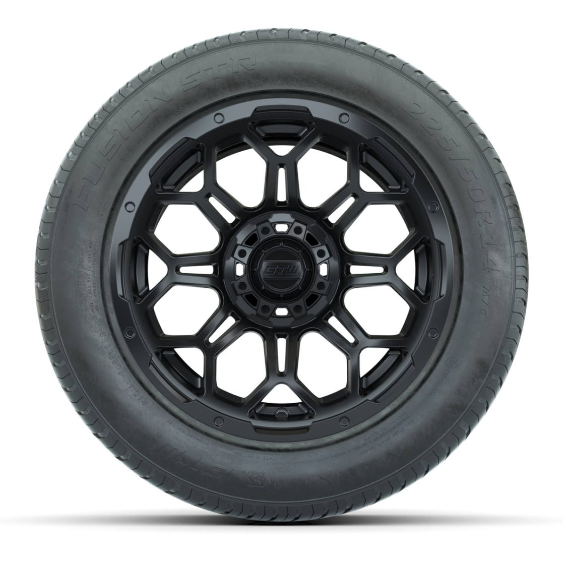 GTW® Bravo Matte Black 14 in Wheels with 255/50-R14 Fusion STR DOT Approved Street Tires - Full Set