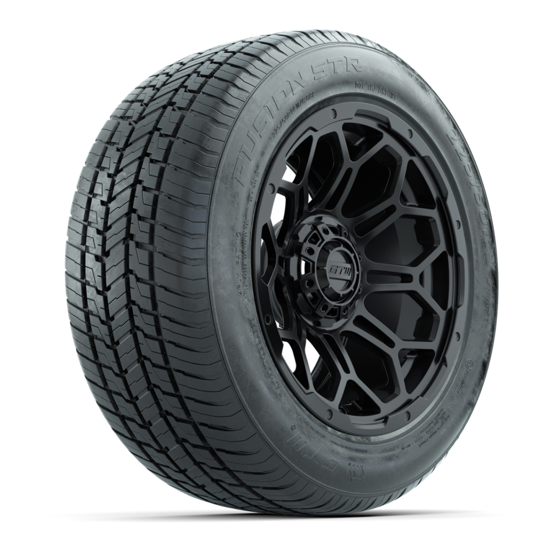 GTW® Bravo Matte Black 14 in Wheels with 255/50-R14 Fusion STR DOT Approved Street Tires - Full Set