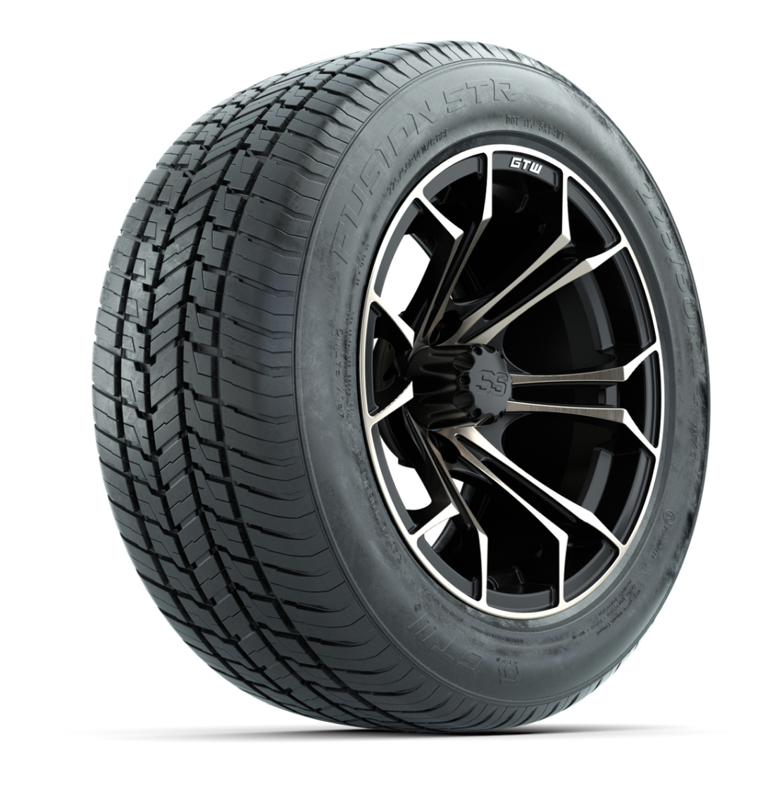 GTW® Spyder Matte Black and Bronze 14 in Wheels with 255/50-R14 Fusion STR DOT Approved Street Tires - Full Set