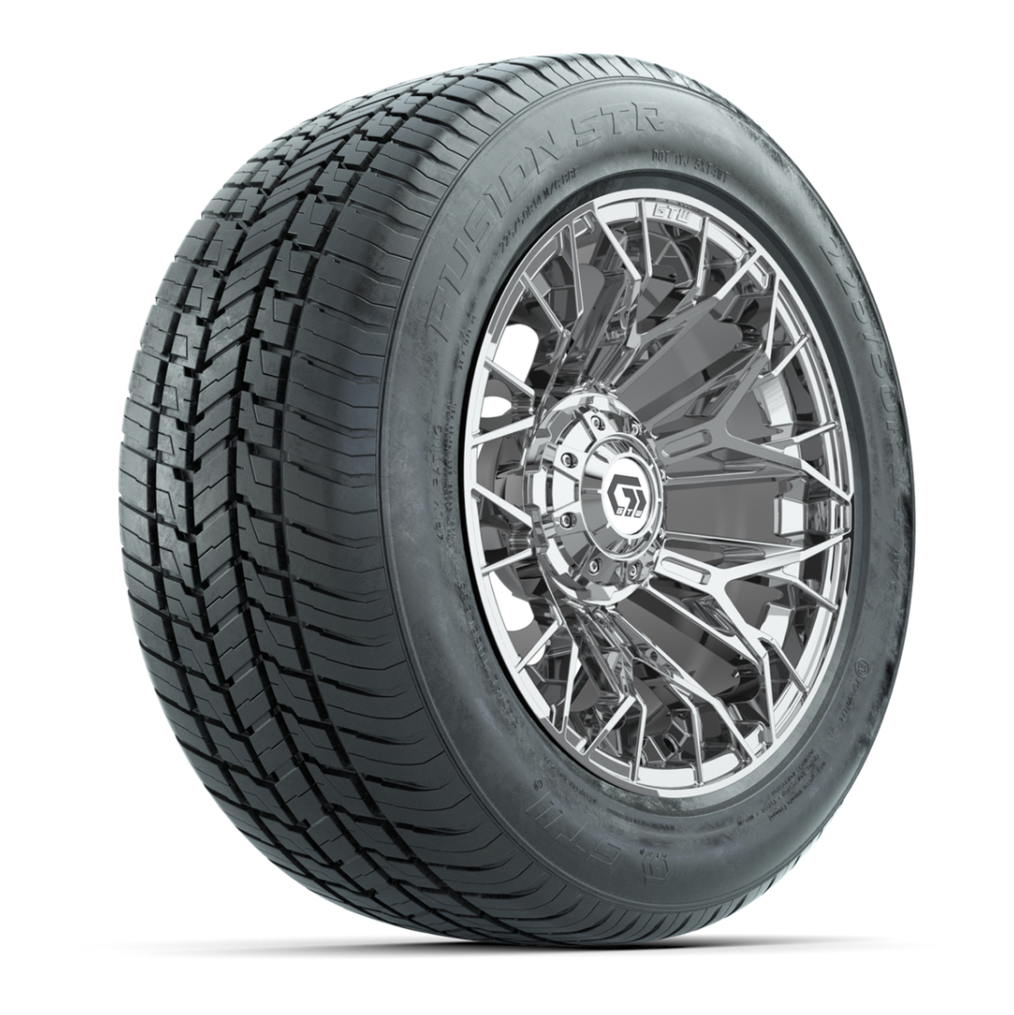 GTW® Stellar Chrome 14 in Wheels with 255/50-R14 Fusion STR DOT Approved Street Tires - Full Set