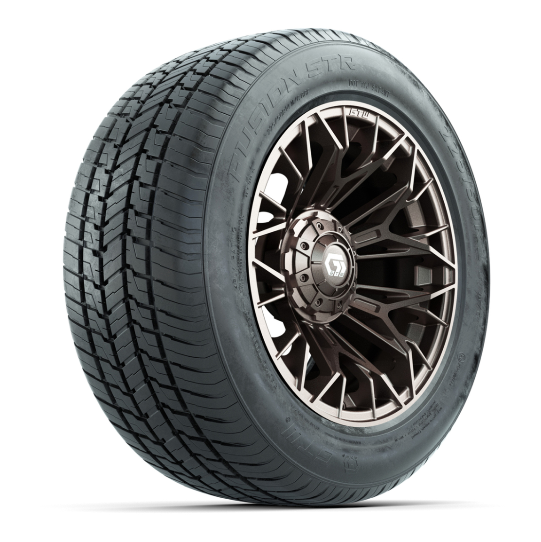GTW® Stellar Matte Bronze 14 in Wheels with 255/50-R14 Fusion STR DOT Approved Street Tires - Full Set
