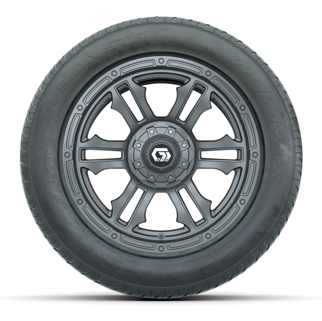 GTW® Shogun Gloss Gunmetal 14 in Wheels with 255/50-R14 Fusion STR DOT Approved Street Tires - Full Set