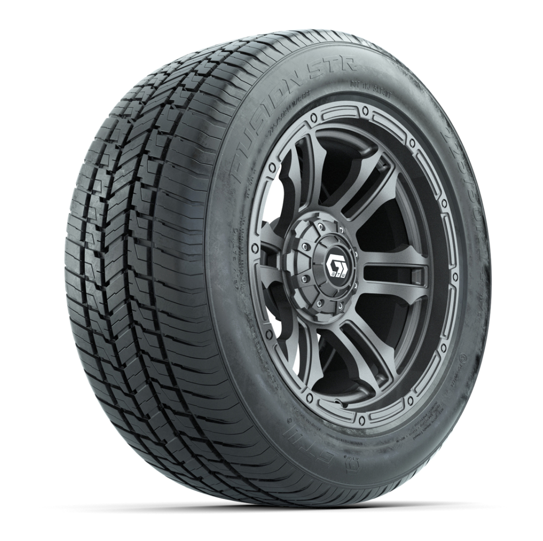 GTW® Shogun Gloss Gunmetal 14 in Wheels with 255/50-R14 Fusion STR DOT Approved Street Tires - Full Set