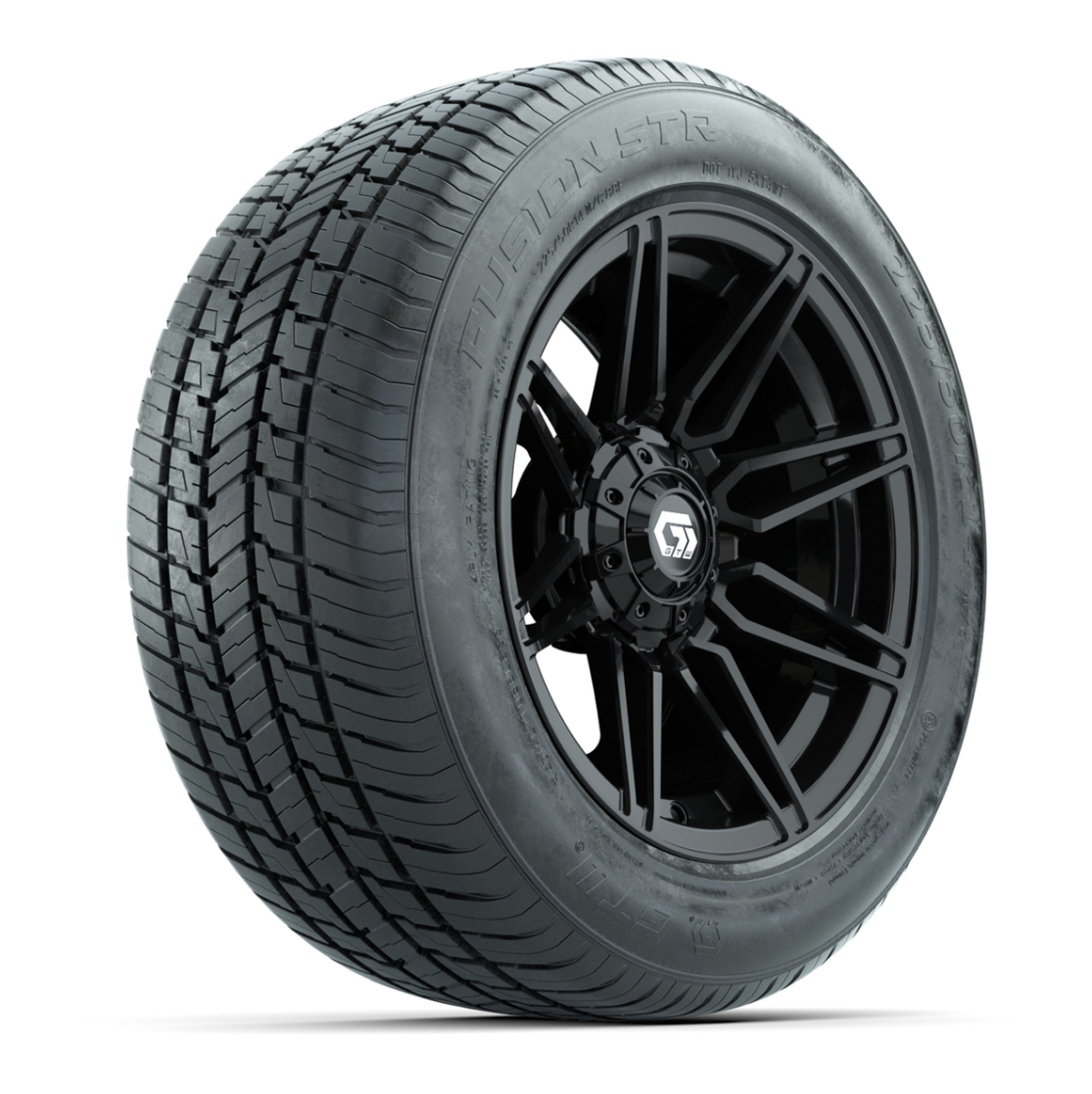 GTW® Stealth Gloss Black 14 in Wheels with 255/50-R14 Fusion STR DOT Approved Street Tires - Full Set