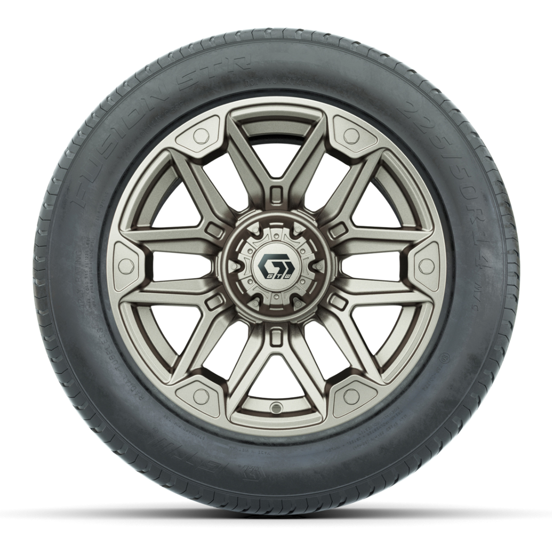GTW® Graffiti Satin Bronze 14 in Wheels with 255/50-R14 Fusion STR DOT Approved Street Tires - Full Set