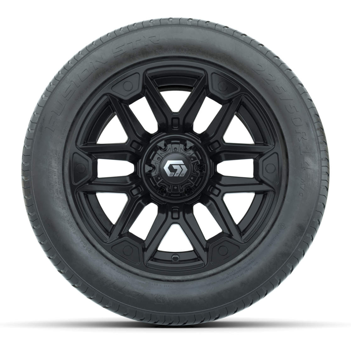 GTW® Graffiti Gloss Black 14 in Wheels with 255/50-R14 Fusion STR DOT Approved Street Tires - Full Set