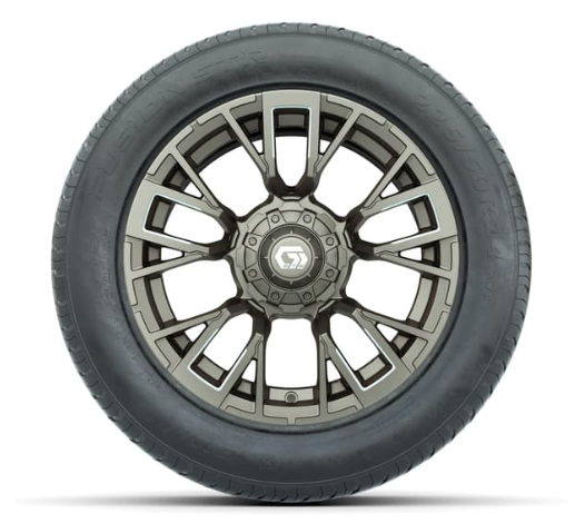 GTW® Vandal Satin Bronze and Machined 14 in Wheels with 255/50-R14 Fusion STR DOT Approved Street Tires - Full Set