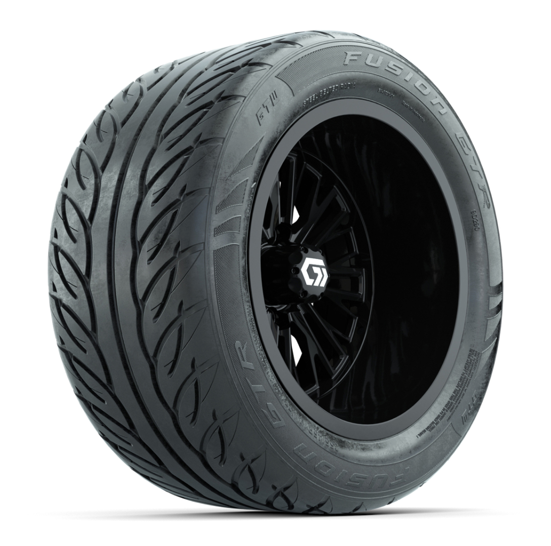 GTW® Viper Gloss Black 14 in Wheels with 255/45-R14 Fusion GTR Steel Belt Radial Street Tires – Full Set