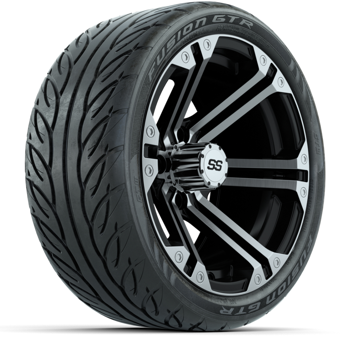 14” GTW Specter Machined/Black Wheels with Fusion GTR Street Tires – Set of 4