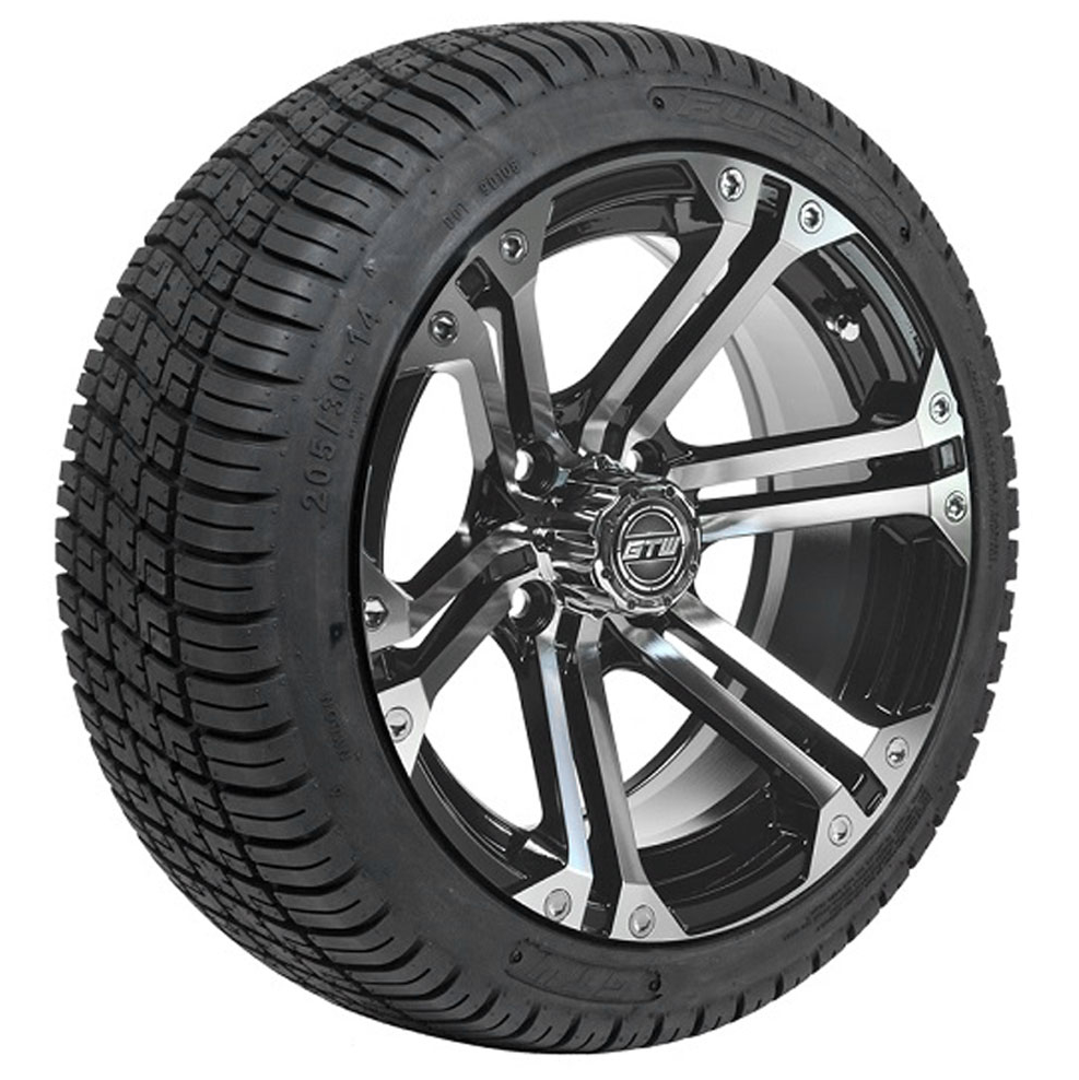 14” GTW Specter Black and Machined Wheels with 19” Fusion Street Tires – Set of 4