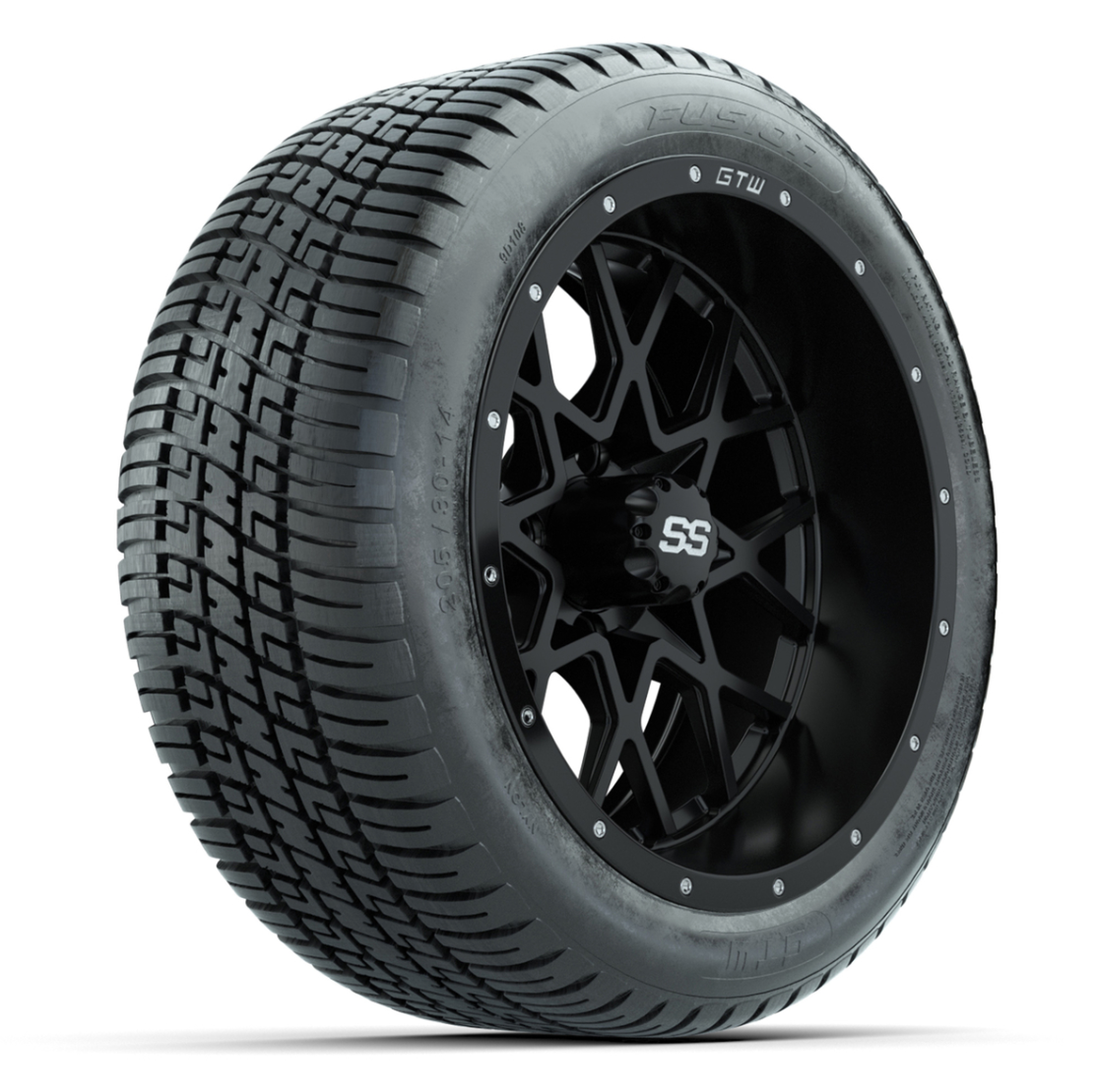Set of (4) 14 in GTW Vortex Wheels with 205/30-14 Fusion Street Tires