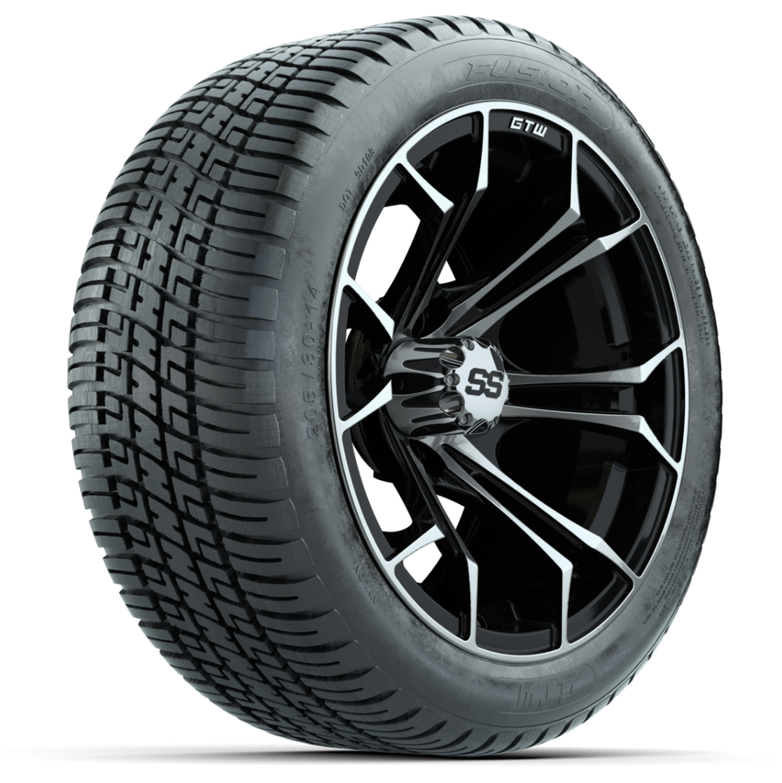GTW Spyder Machined/Black 14 in Wheels with 205/30-14 Fusion Street Tires – Full Set