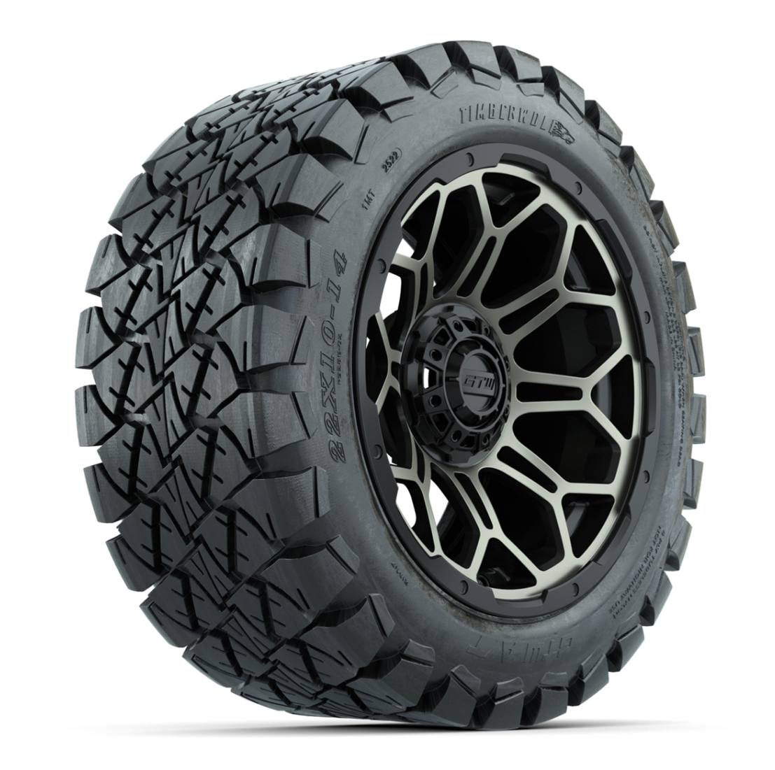 Set of (4) 14 in GTW Bravo Wheels with 22x10-14 GTW Timberwolf All-Terrain Tires