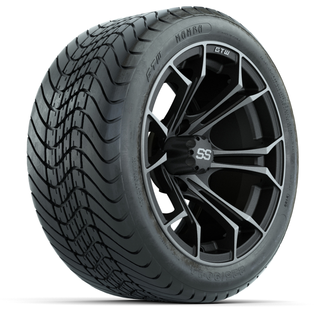 GTW Spyder Matte Grey 14 in Wheels with 225/30-14 Mamba Street Tires – Full Set