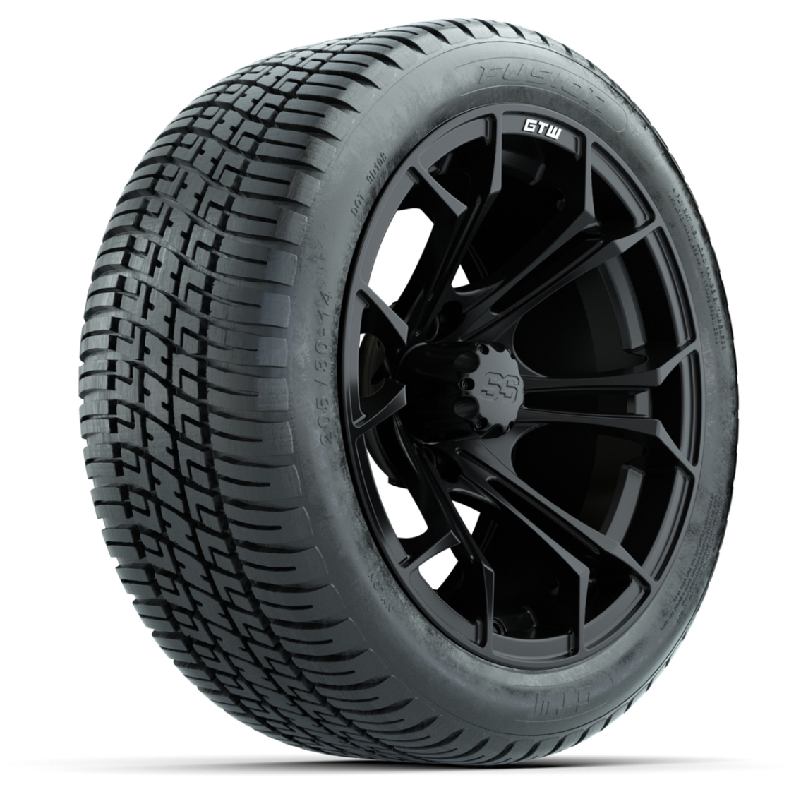 GTW Spyder Matte Black 14 in Wheels with 205/30-14 Fusion Street Tires – Full Set