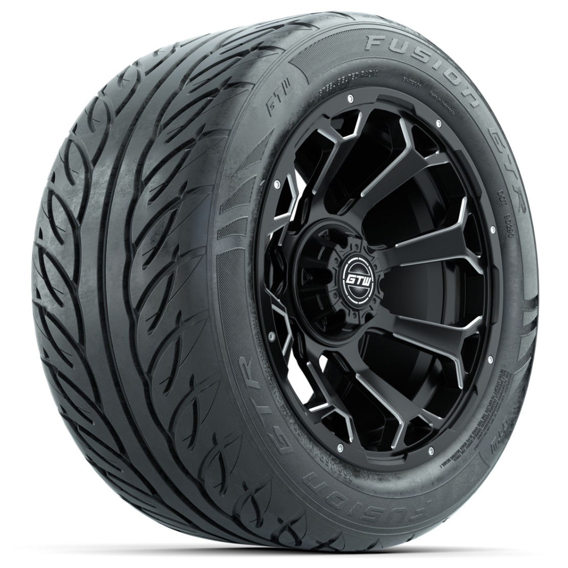 Set of (4) 14 in GTW Raven Wheels with 255/45-R14 Fusion GTR Street Tires