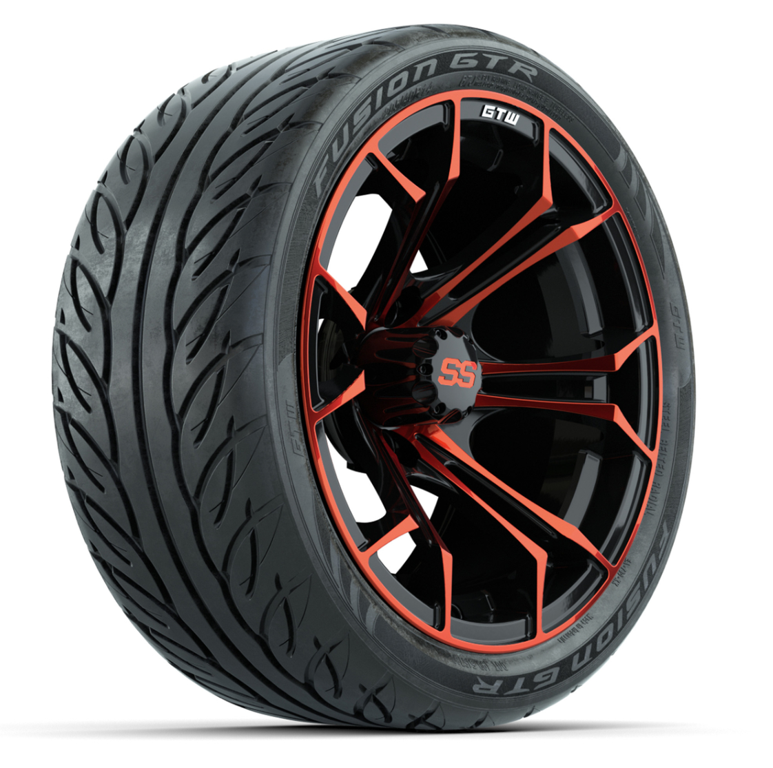 GTW Spyder Red/Black 14 in Wheels with 205/40-R14 Fusion GTR Street Tires – Full Set