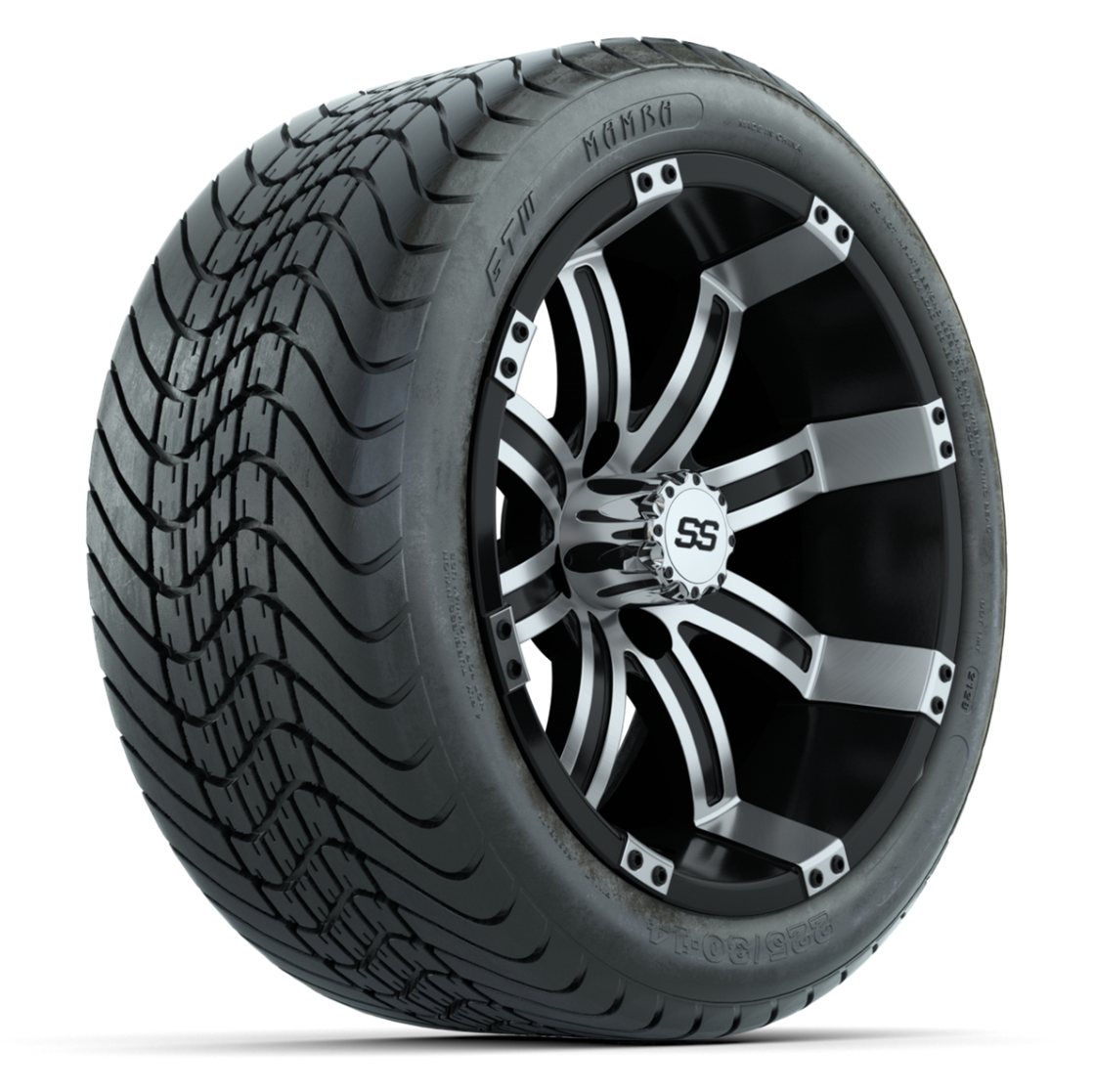 Set of (4) 14 in GTW Tempest Wheels with 225/30-14 Mamba Street Tires