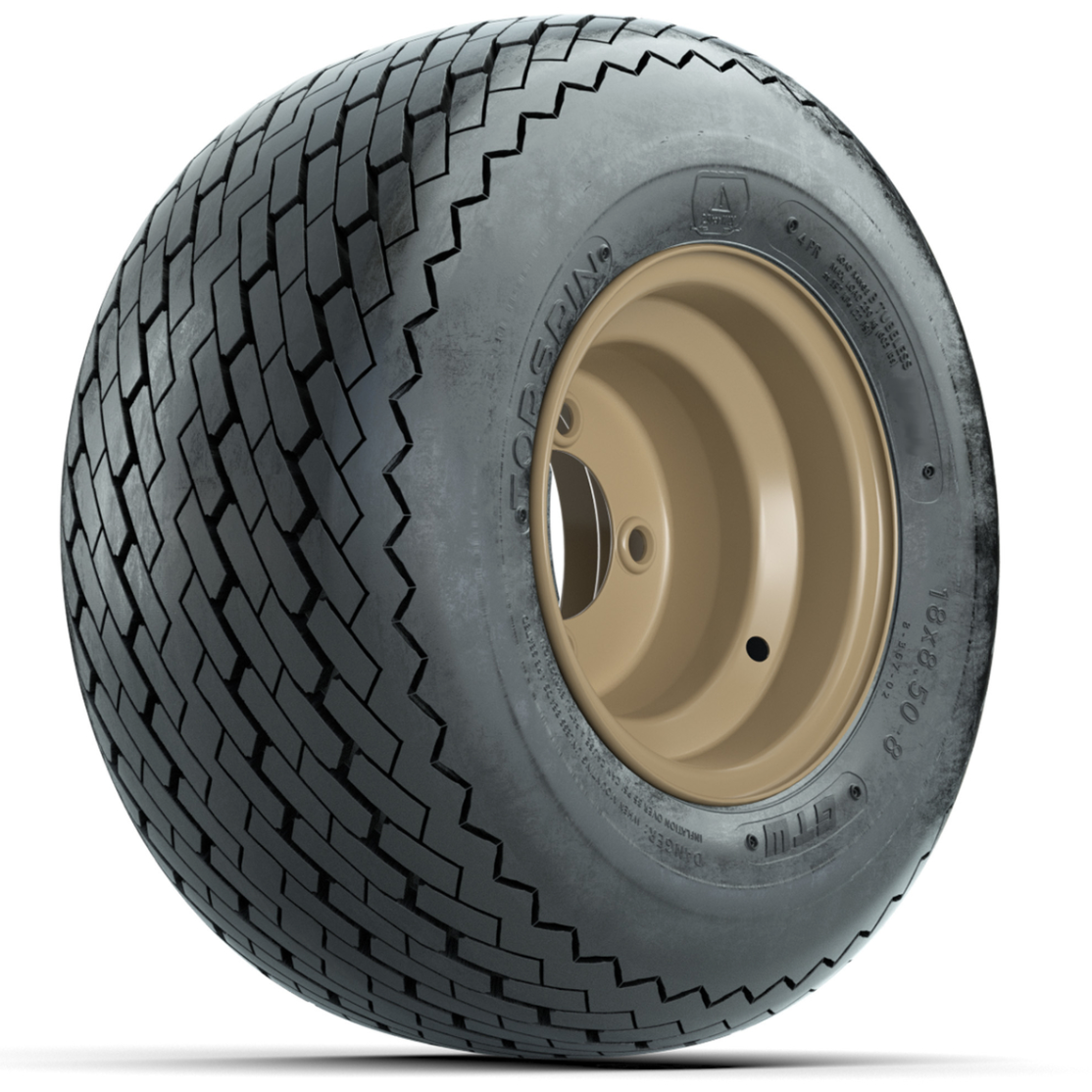 Set of (4) 8 in Stone Steel Wheels with 18 in GTW Topspin Sawtooth Tires
