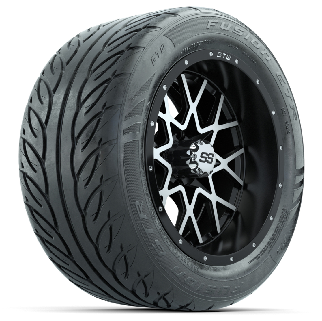 Set of (4) 14 in GTW Vortex Wheels with 255/45-R14 Fusion GTR Street Tires