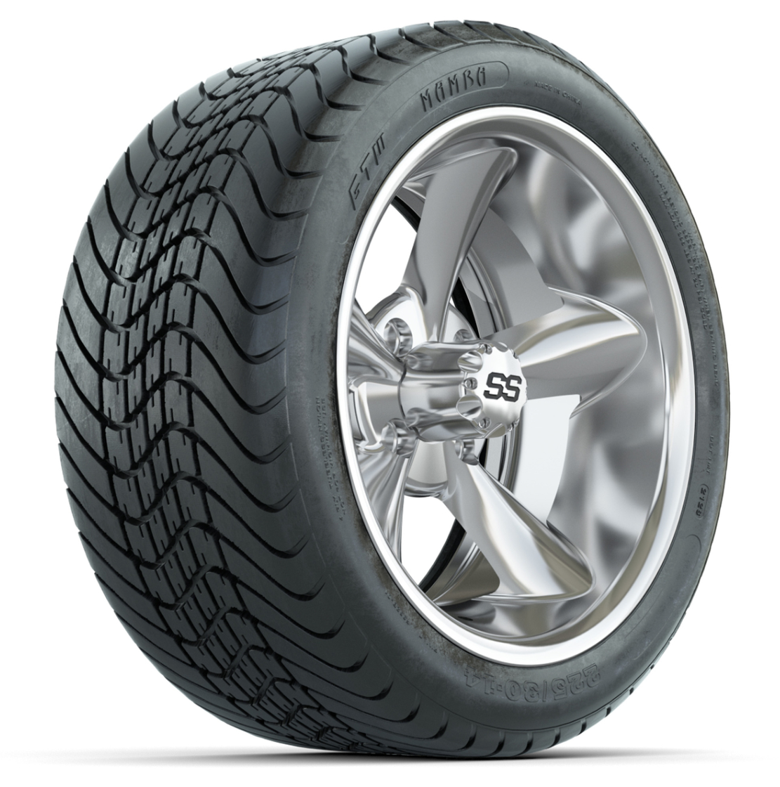 Set of (4) 14 in GTW Godfather Wheels with 225/30-14 Mamba Street Tires
