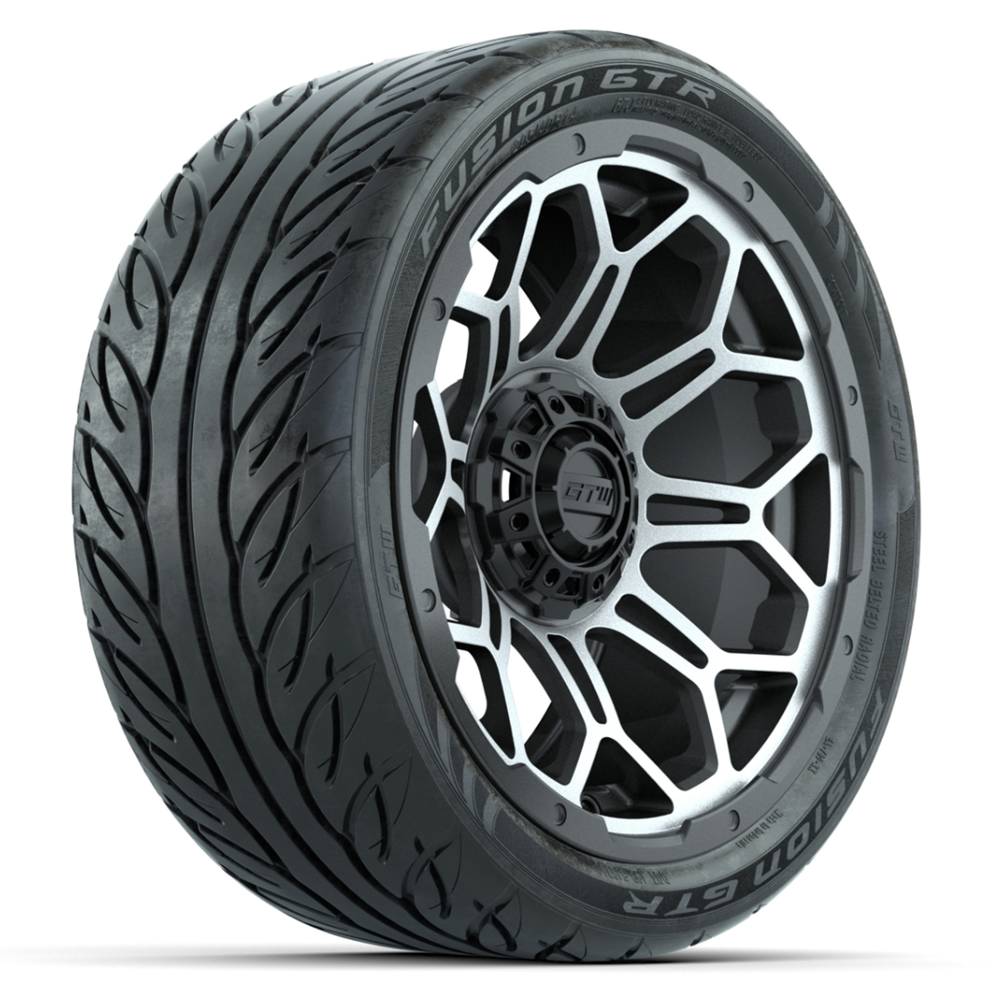Set of (4) 14 in GTW Bravo Wheels with 205/40-R14 Fusion GTR Steel Belted Street Tires