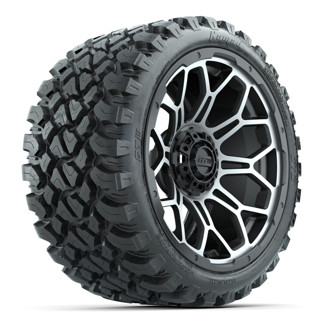 Set of (4) 15″ GTW Bravo Matte Gray Wheels with 23x10-R15 Nomad All-Terrain Tires