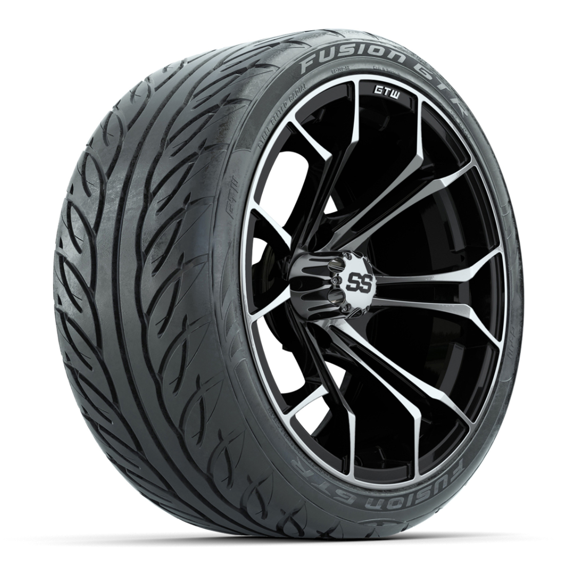 GTW Spyder Machined/Black 15 in Wheels with 215/40-R15 Fusion GTR Street Tires – Full Set