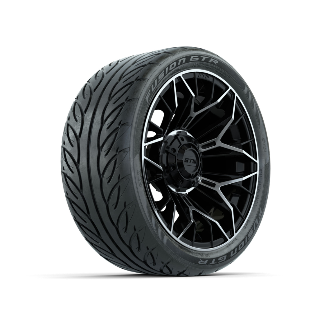 Set of (4) 14 in GTW® Stellar Machined & Black Wheels with 205/40-R14 Fusion GTR Street Tires