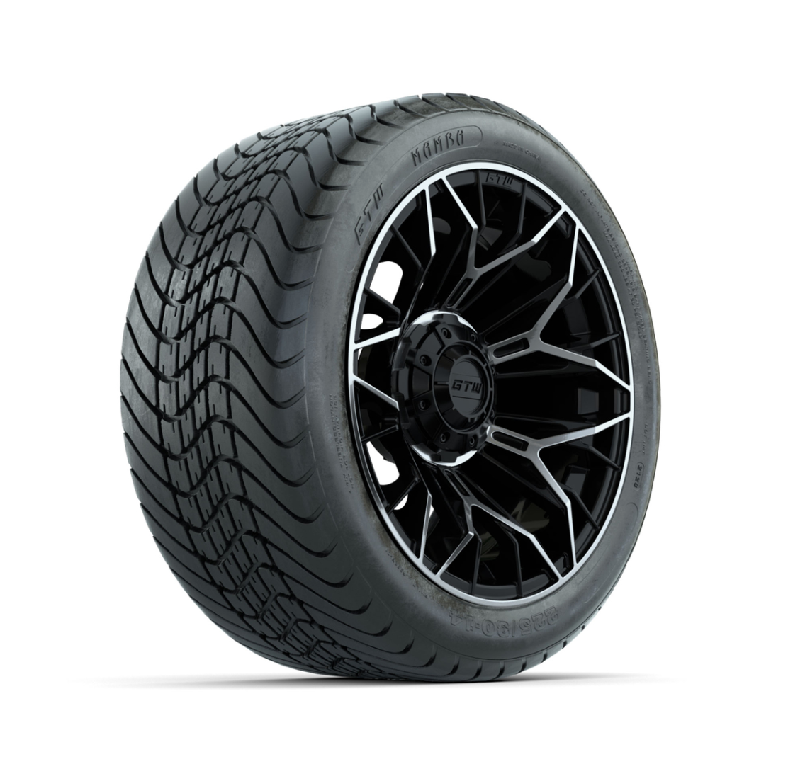 Set of (4) 14 in GTW® Stellar Machined & Black Wheels with 225/30-14 Mamba Street Tire