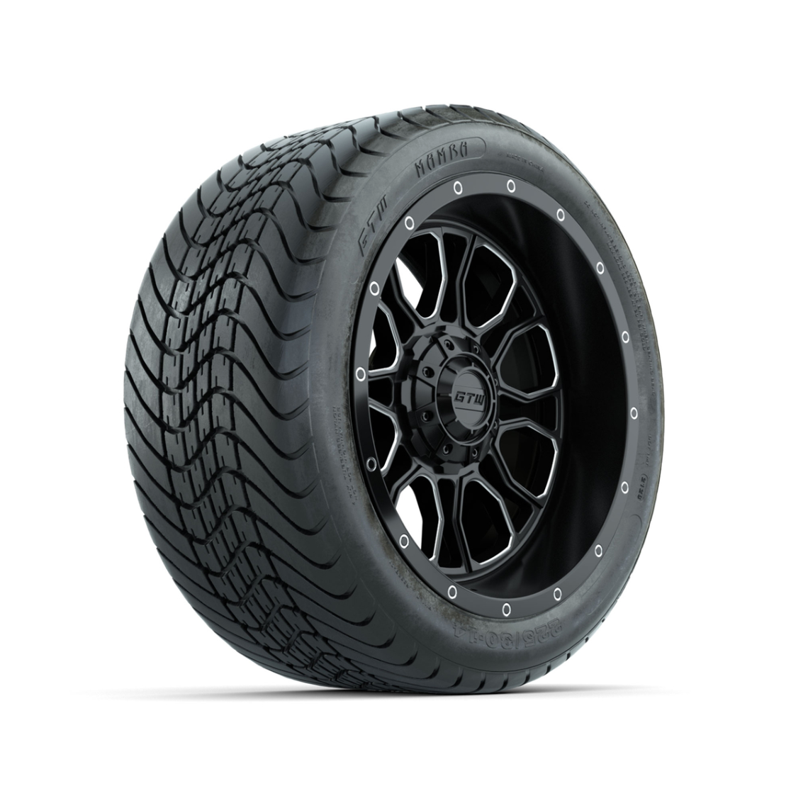 Set of (4) 14 in GTW® Volt Machined & Black Wheels with 225/30-14 Mamba Street Tire