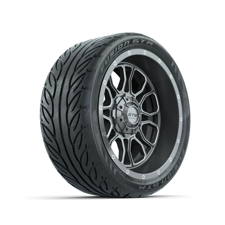 GTW Volt Gunmetal/Machined 14 in Wheels with 205/40-R14 Fusion GTR Street Tires - Full Set