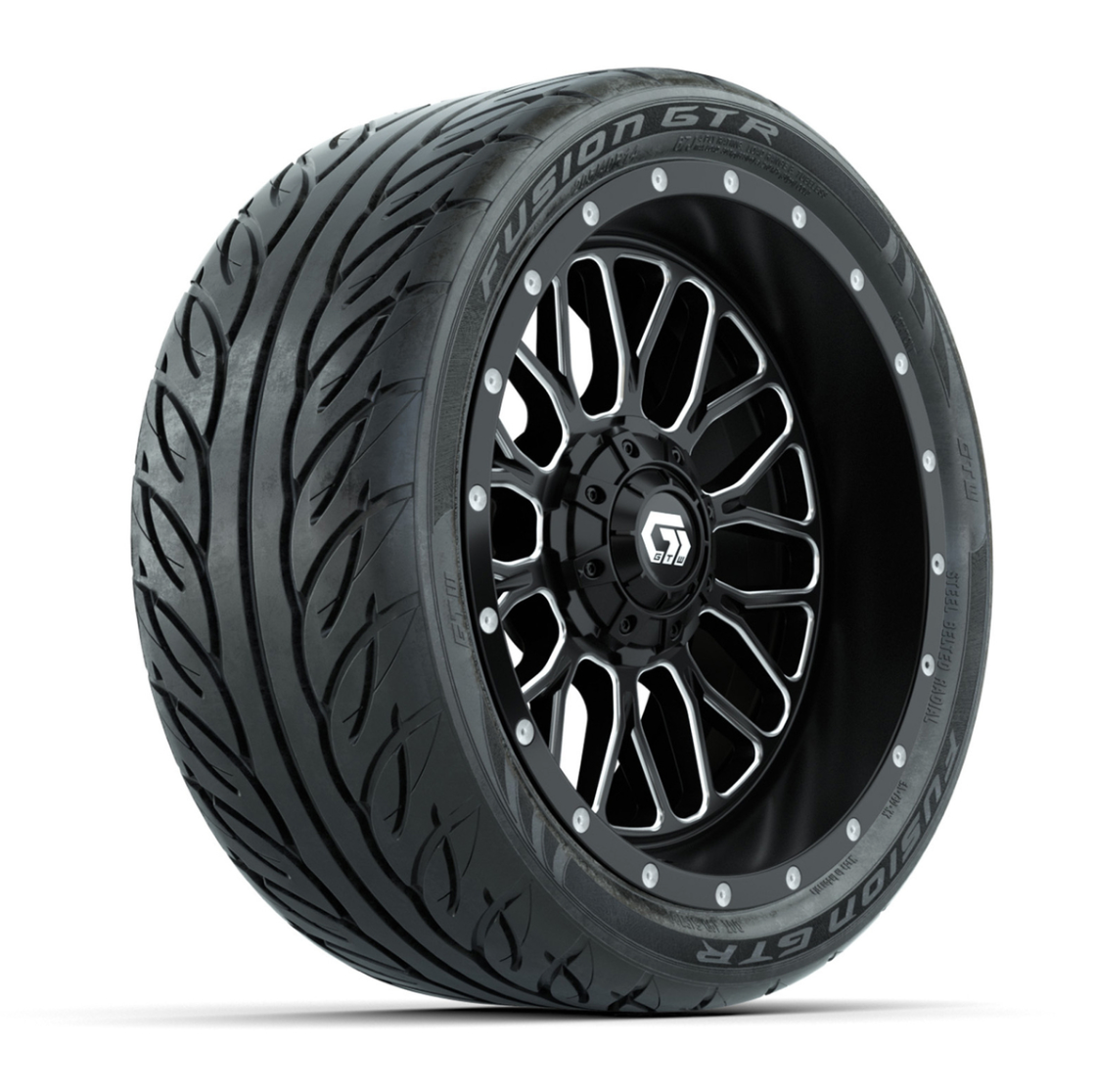 Set of (4) 14 in GTW® Helix Machined & Black Wheels with 205/40-R14 Fusion GTR Street Tires