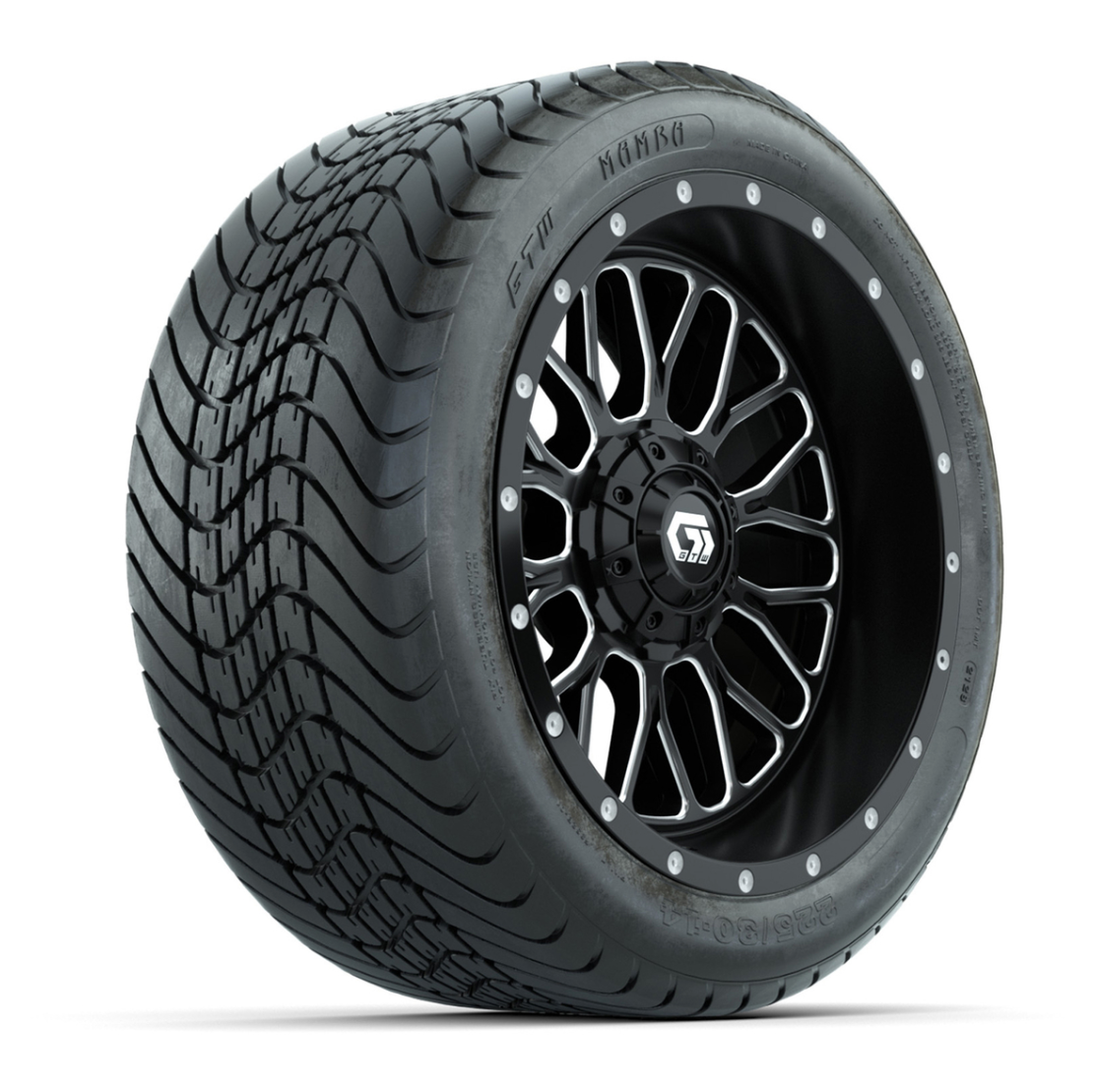 Set of (4) 14 in GTW® Helix Machined & Black Wheels with 225/30-14 Mamba Street Tire