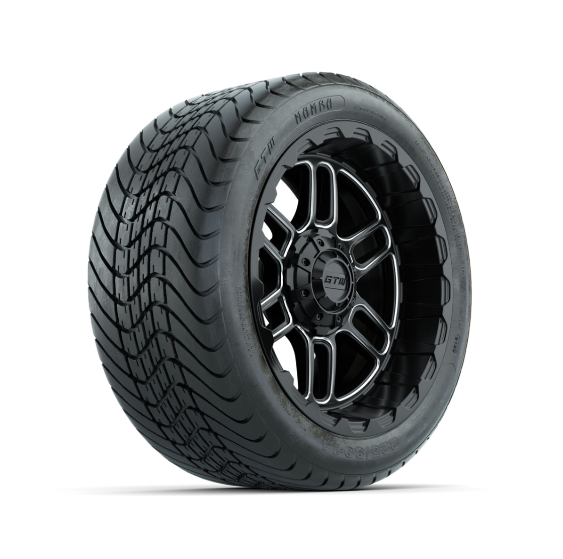 Set of (4) 14 in GTW® Titan Machined & Black Wheels with 225/30-14 Mamba Street Tire