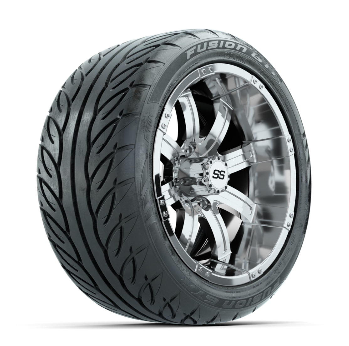 GTW Tempest Chrome 14 in Wheels with 225/40-R14 Fusion GTR Street Tires – Full Set