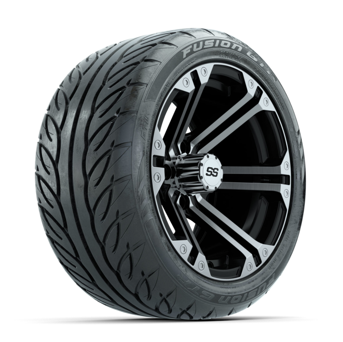 GTW Specter Machined/Black 14 in Wheels with 225/40-R14 Fusion GTR Street Tires – Full Set