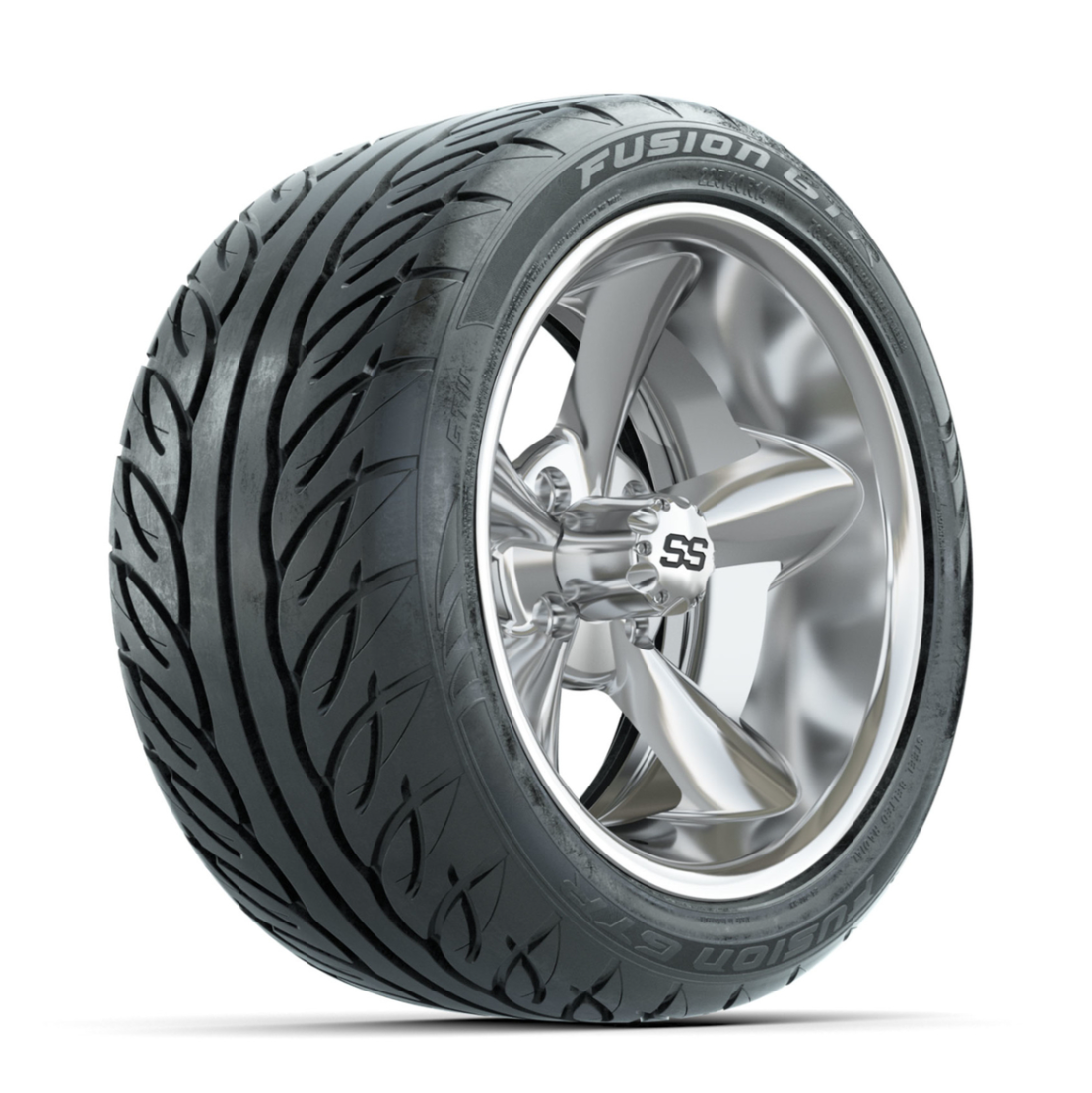 GTW Godfather Chrome 14 in Wheels with 225/40-R14 Fusion GTR Street Tires – Full Set