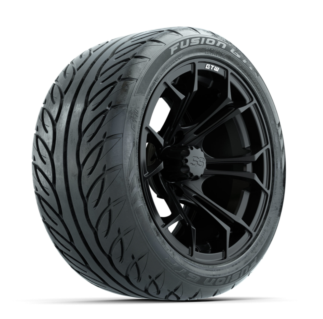 GTW Spyder Matte Black 14 in Wheels with 225/40-R14 Fusion GTR Street Tires – Full Set