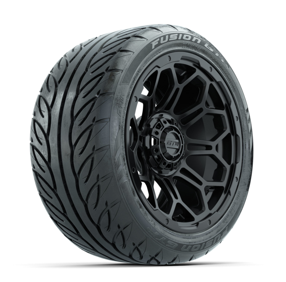 GTW Bravo Matte Black 14 in Wheels with 225/40-R14 Fusion GTR Street Tires – Full Set