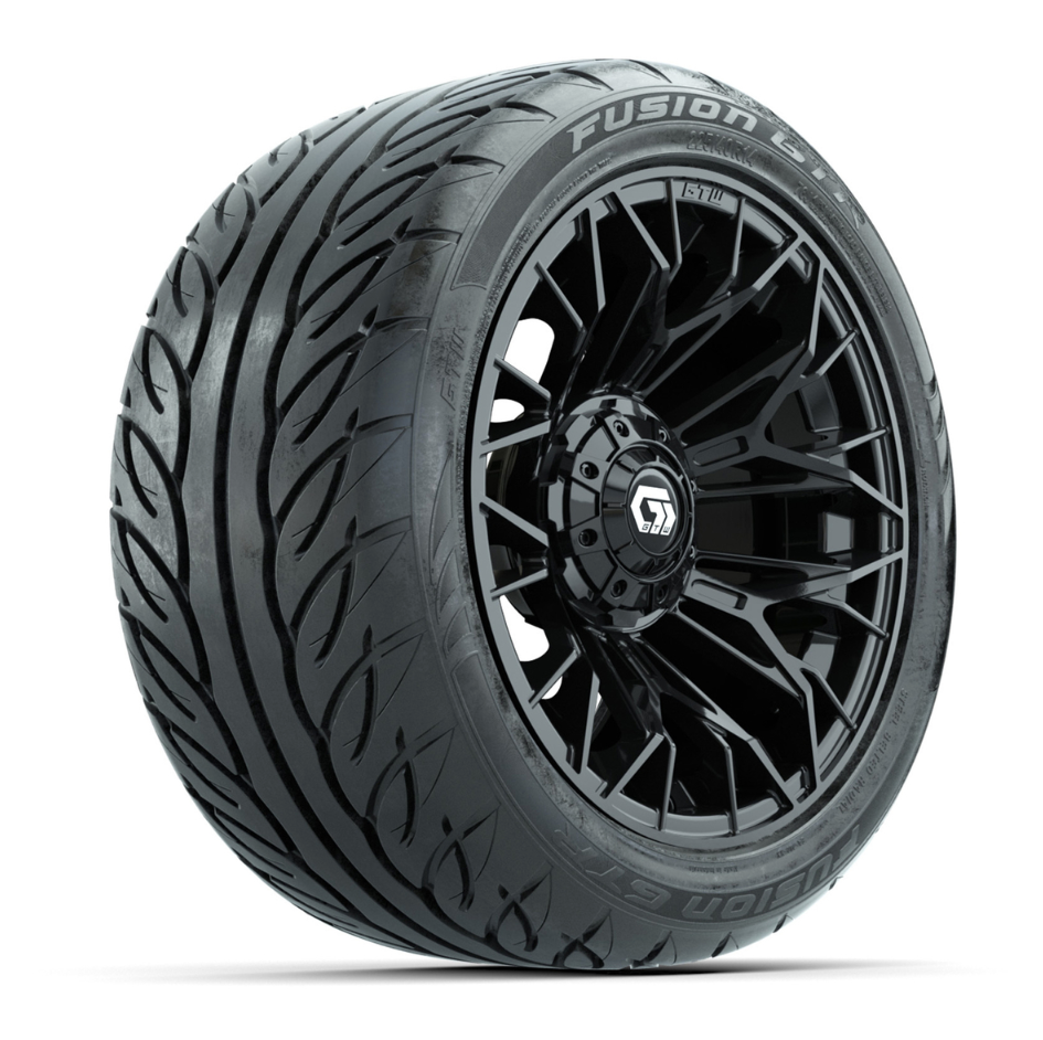 GTW Stellar Matte Black 14 in Wheels with 225/40-R14 Fusion GTR Street Tires – Full Set