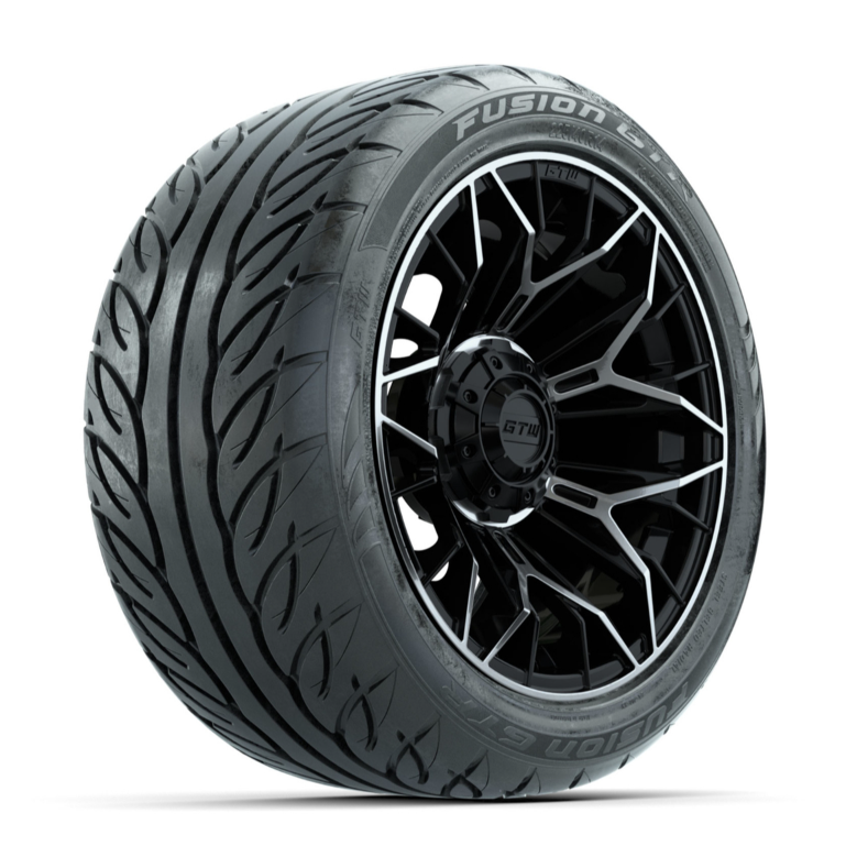 GTW Stellar Machined/Black 14 in Wheels with 225/40-R14 Fusion GTR Street Tires – Full Set