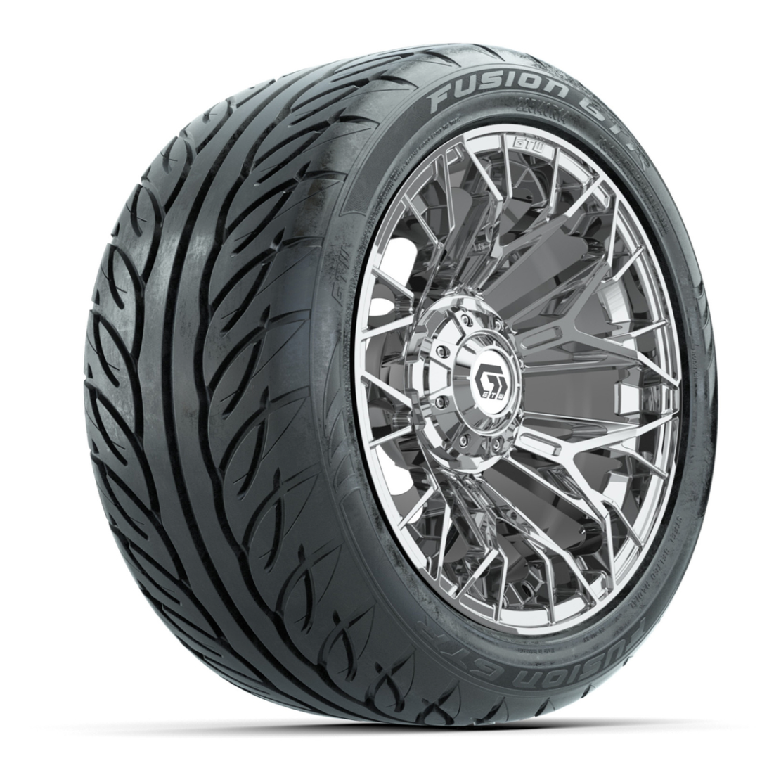 GTW Stellar Chrome 14 in Wheels with 225/40-R14 Fusion GTR Street Tires – Full Set