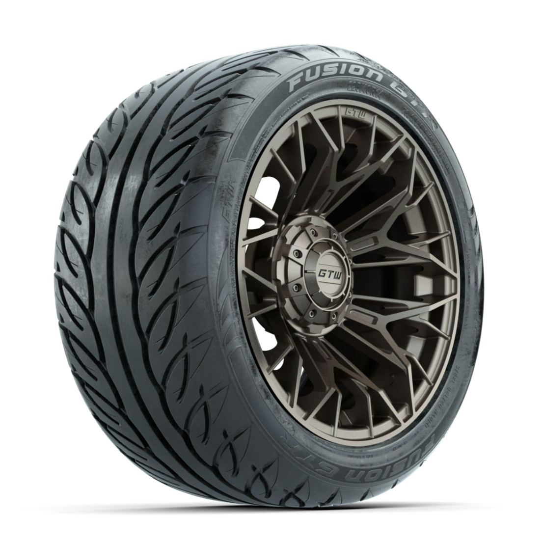 GTW Stellar Matte Bronze 14 in Wheels with 225/40-R14 Fusion GTR Street Tires – Full Set