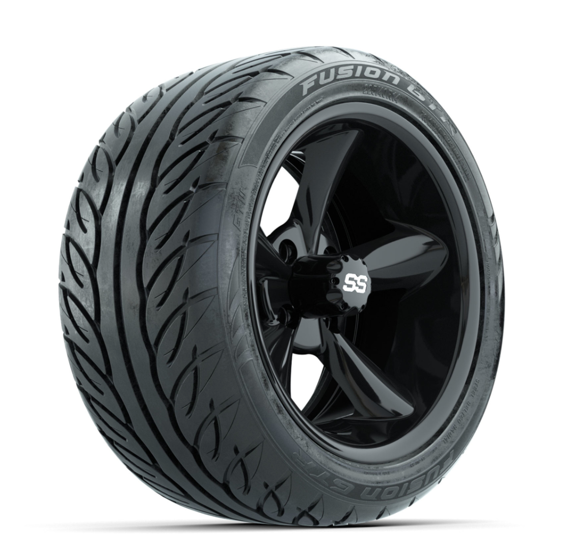 GTW Godfather Black 14 in Wheels with 225/40-R14 Fusion GTR Street Tires – Full Set