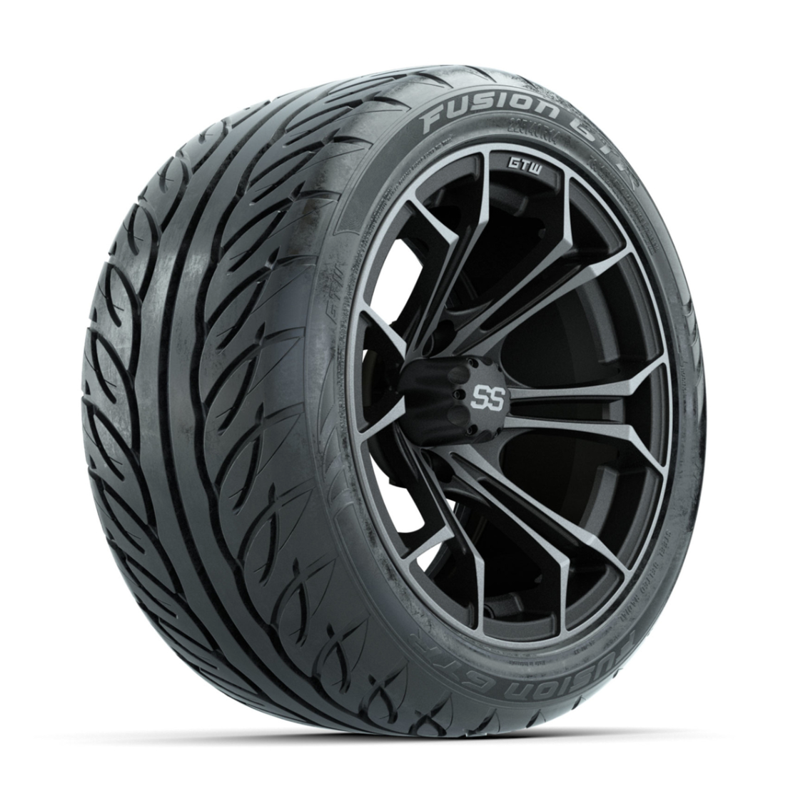 GTW Spyder Matte Grey 14 in Wheels with 225/40-R14 Fusion GTR Street Tires – Full Set