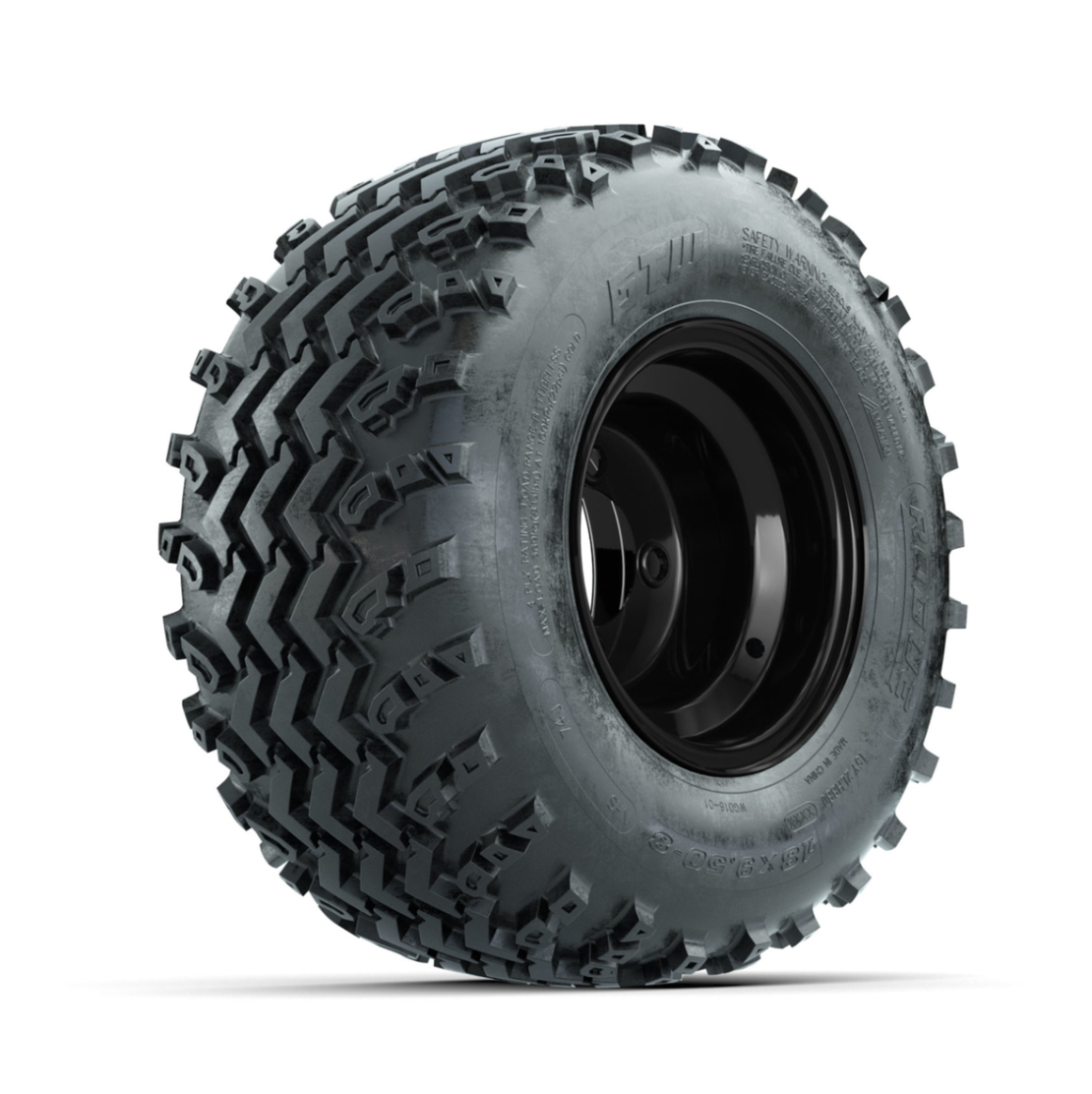 GTW Steel Gloss Black Centered 8 in Wheels with 18x9.50-8 Rogue All Terrain Tires – Full Set