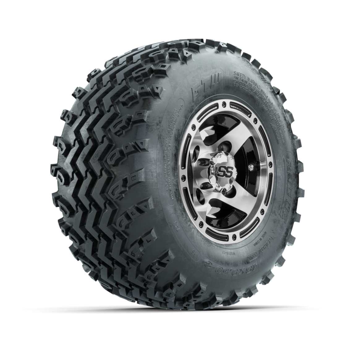GTW Ranger Machined/Black 8 in Wheels with 18x9.50-8 Rogue All Terrain Tires – Full Set