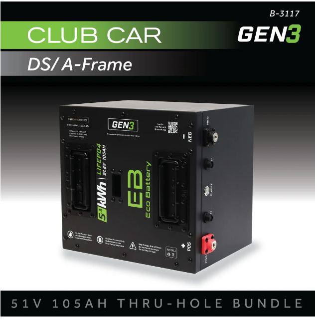 EB® ECO 51V 105AH Thru-Hole Battery Bundle / Club Car DS / A-Frame